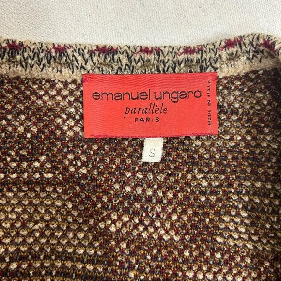 Emanuel Ungaro Paris Vintage Multicolor Geometric Cardigan Sweater